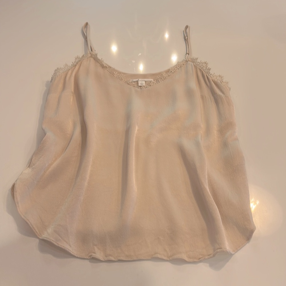 Anthropologie silky laced camisol tank ivory size small